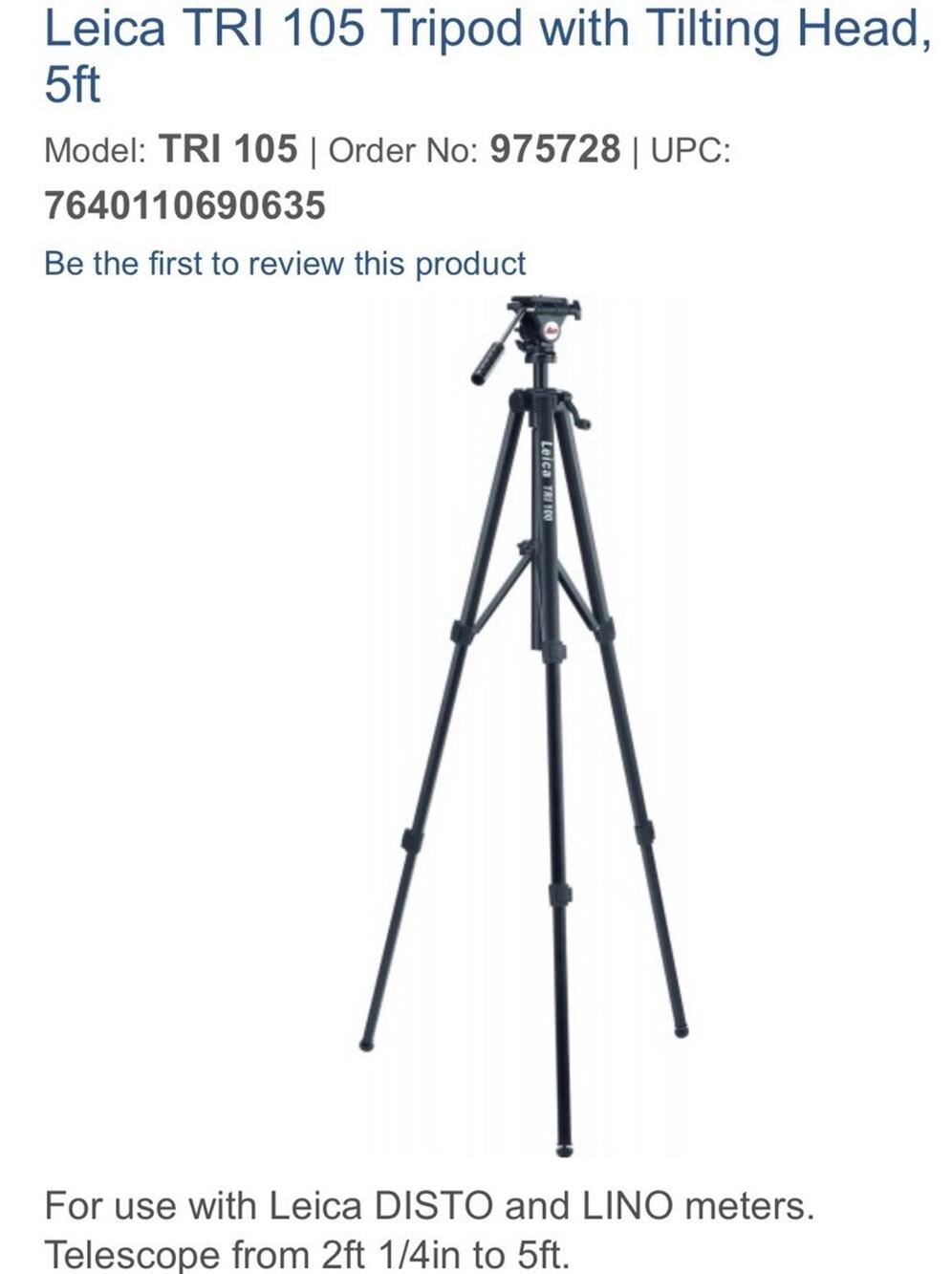 Leica TRI 100 Aluminum Tripod with Carrying Bag in Box - 70–172cm